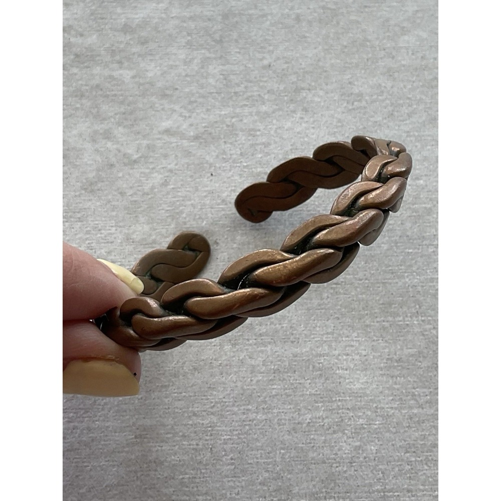 vintage braided copper cuff bracelet Estate Jewelry Heavy Adjustable